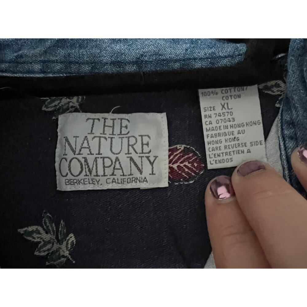 The Nature Company Size XL 90's Leaf Denim Collar Button Up Long Sleeve Shirt - Picture 5 of 5